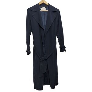 HOBBS LONDON Women's S Notch Collar Belted‎ Wrap Trench Coat Navy Classic